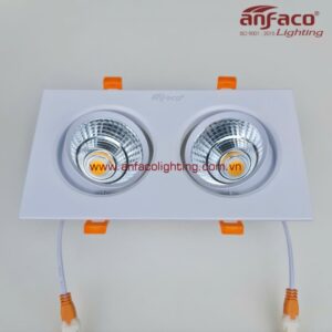 Đèn Led âm trần đôi 2 bóng Anfaco AFC 318/2/7W 12W xoay góc