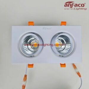 Đèn Led âm trần đôi 2 bóng Anfaco AFC 318/2/7W 12W xoay góc