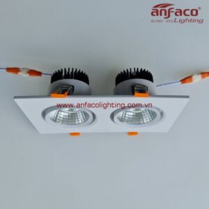 Đèn Led âm trần đôi 2 bóng Anfaco AFC 318/2/7W 12W xoay góc