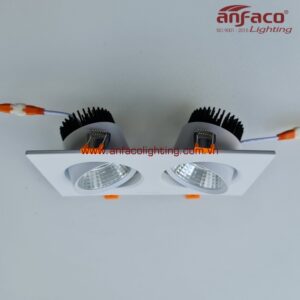 Đèn Led âm trần đôi 2 bóng Anfaco AFC 318/2/7W 12W xoay góc