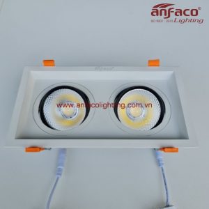 AFC762/2 Đèn led Anfaco downlight âm trần xoay góc 360° độ AFC-762/2 đôi 7W 15W ánh sáng trung tính 4200K, ánh sáng vàng 3200K, ánh sáng trắng 6500K, 3 chế độ