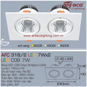 Đèn LED âm trần Anfaco AFC 318/2-7Wx2