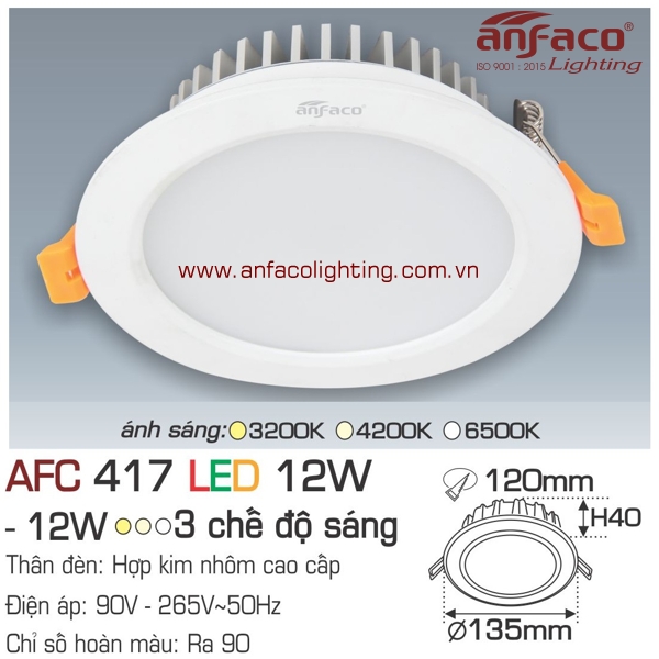 Đèn LED âm trần Anfaco AFC 417-12W