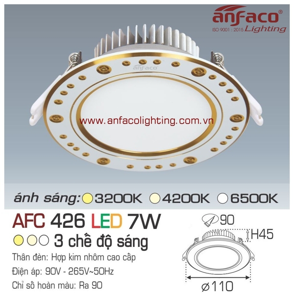 Đèn LED âm trần Anfaco AFC 426-7W