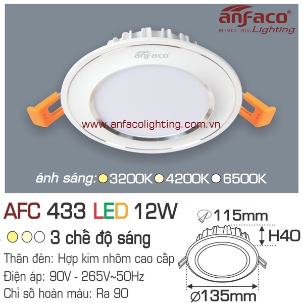 Đèn LED âm trần Anfaco AFC 433-12W
