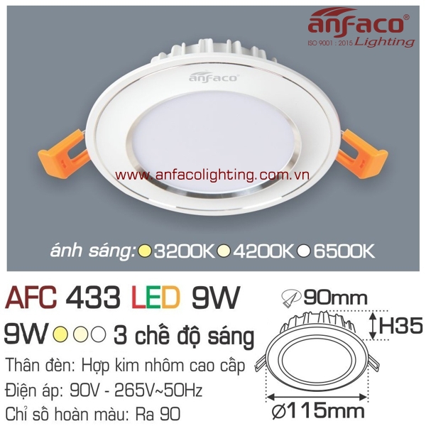 Đèn LED âm trần Anfaco AFC 433-9W