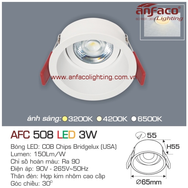 Đèn LED âm trần Anfaco AFC 508-3W