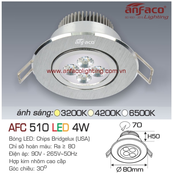 Đèn LED âm trần Anfaco AFC 510-4W