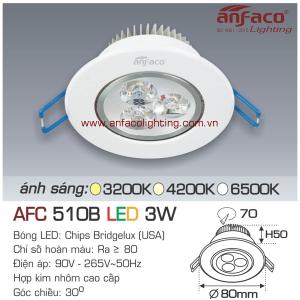 Led âm trần Anfaco AFC 510B-3W