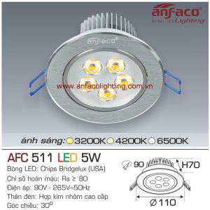 Đèn LED âm trần Anfaco AFC 511-5W