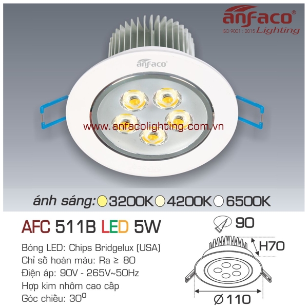 Đèn LED âm trần Anfaco AFC 511B-5W
