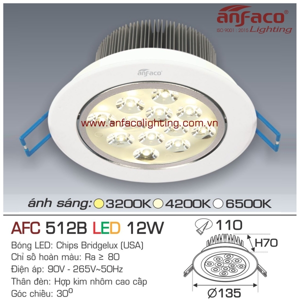 Đèn LED âm trần Anfaco AFC 512B-12W