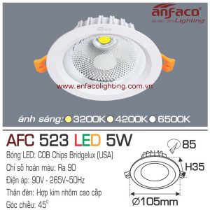 Đèn LED âm trần Anfaco AFC 523-5W