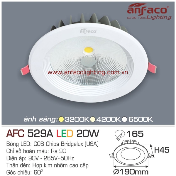Đèn LED âm trần Anfaco AFC 529A-20W
