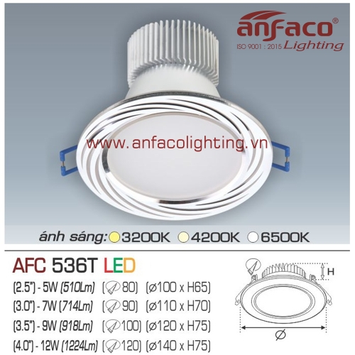 Led âm trần Anfaco AFC 536T-9W