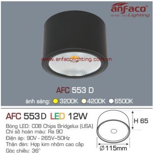 Đèn AFC 553D 12W Anfaco LED COB downlight nổi vỏ đen