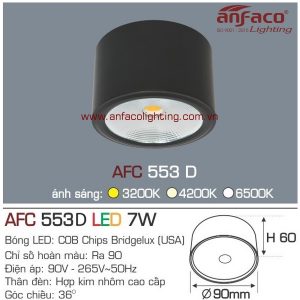 Đèn AFC 553D 7W Anfaco LED COB downlight nổi vỏ đen