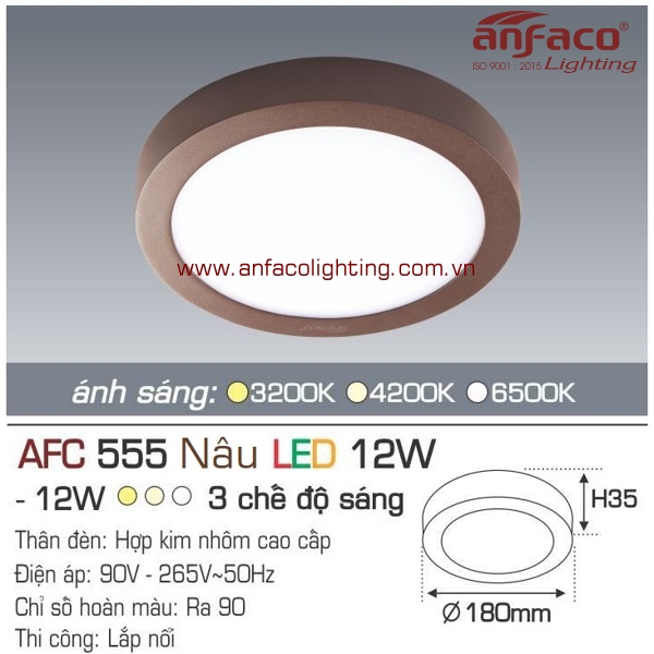 Đèn LED panel nổi Anfaco AFC 555 Nâu-12W