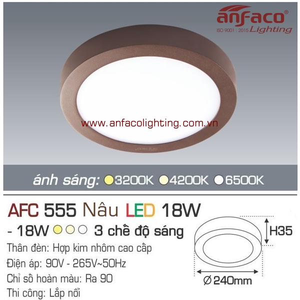 Đèn LED panel nổi Anfaco AFC 555 Nâu-18W
