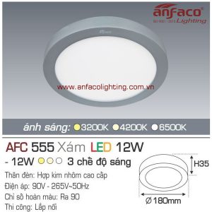 Đèn LED panel nổi Anfaco AFC 555 Xám-12W