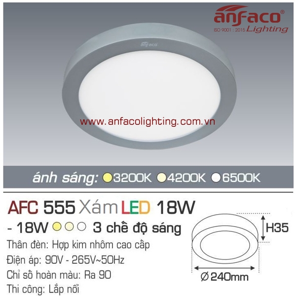 Đèn LED panel nổi Anfaco AFC 555 Xám-18W