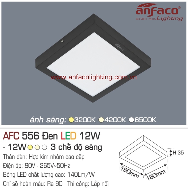Đèn LED panel nổi Anfaco AFC 556 Đen-12W