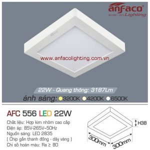 Đèn AFC 556 22W Anfaco LED panel vuông gắn nổi viền trắng