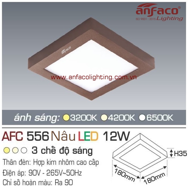 Đèn LED panel nổi Anfaco AFC 556 Nâu-12W