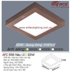 Đèn AFC 556D 22W Anfaco LED panel vuông gắn nổi viền nâu