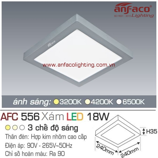 Đèn LED panel nổi Anfaco AFC 556 Xám-18W