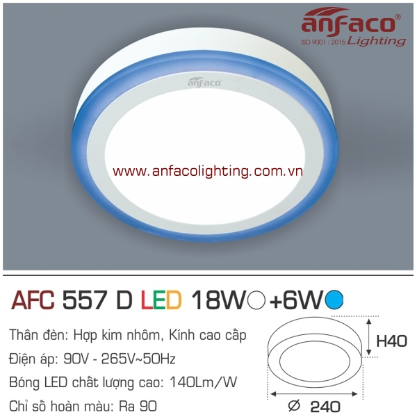 Đèn LED ốp trần nổi Anfaco AFC 557D-18W+6W