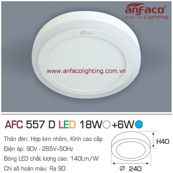 Đèn LED ốp trần nổi Anfaco AFC 557D-18W+6W