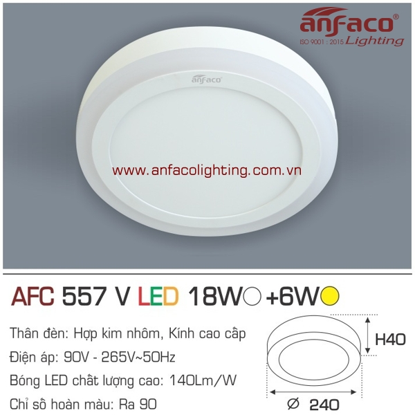 Đèn LED ốp trần nổi Anfaco AFC 557V-18W+6W