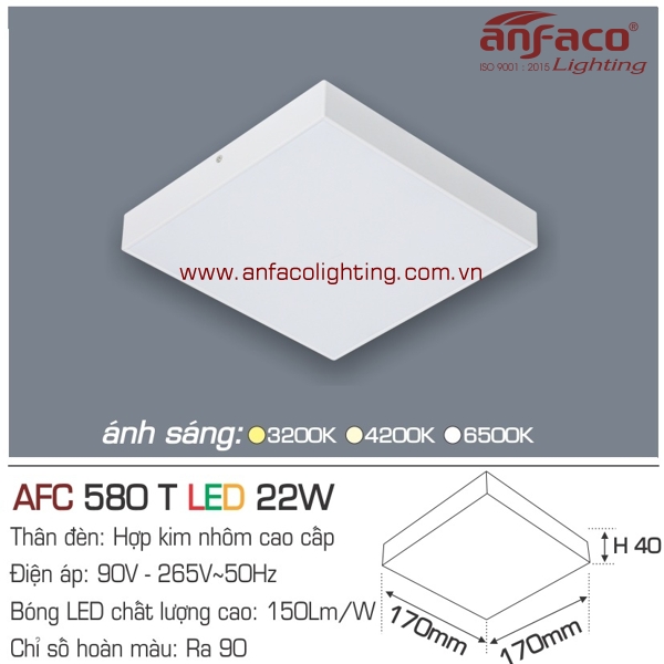 Đèn LED panel ốp trần Anfaco AFC 580T-22W
