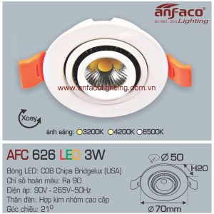 Đèn LED âm trần Anfaco AFC 626-3W