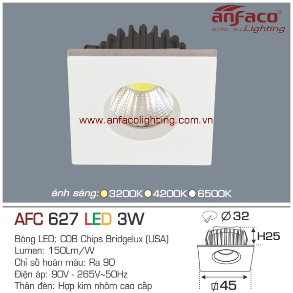 Đèn LED âm trần Anfaco AFC 627-3W