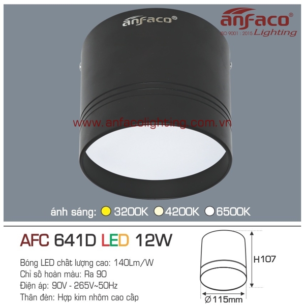 Đèn LED downlight gắn nổi Anfaco AFC 641D-12W