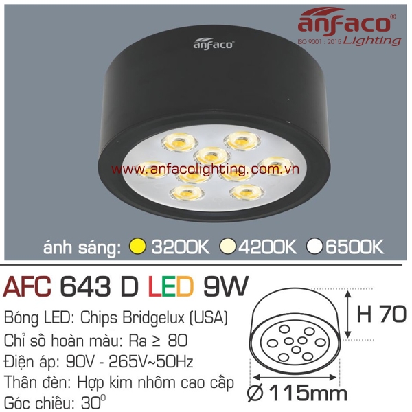 Đèn LED downlight gắn nổi Anfaco AFC 643D-9W