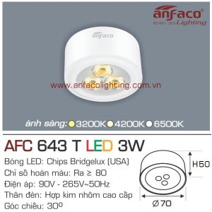 Đèn LED downlight gắn nổi Anfaco AFC 643T-3W