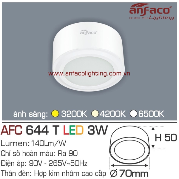 Đèn LED downlight gắn nổi Anfaco AFC 644T-3W