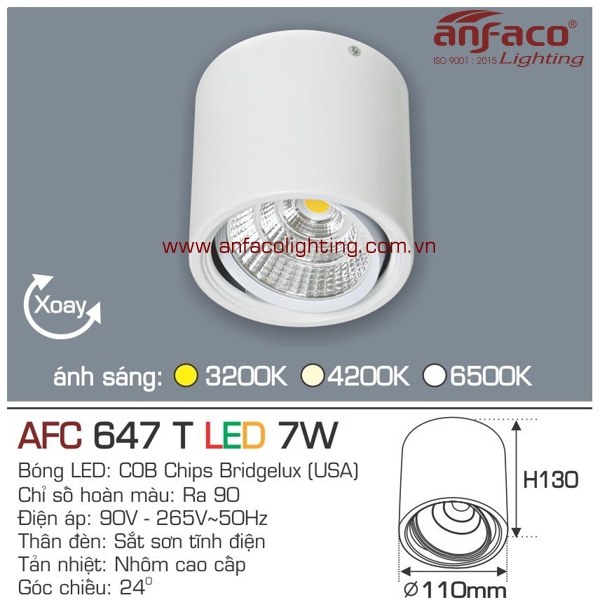 Đèn LED downlight gắn nổi Anfaco AFC 647T-7W