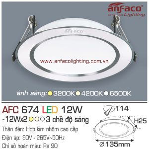 Đèn LED âm trần Anfaco AFC 674-12W