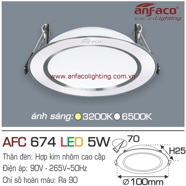 Đèn LED âm trần Anfaco AFC 674-5W