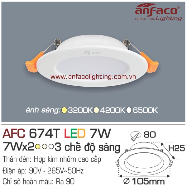 Đèn LED âm trần Anfaco AFC 674T-7W