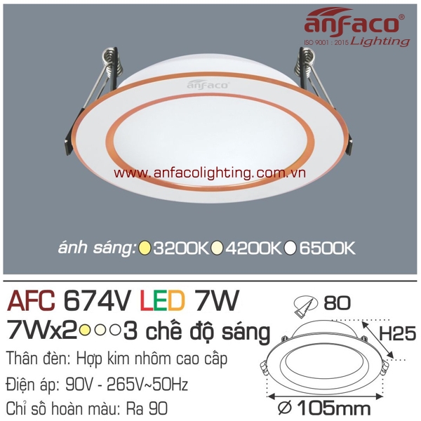 Đèn LED âm trần Anfaco AFC 674V-7W