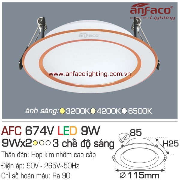 Đèn LED âm trần Anfaco AFC 674V-9W