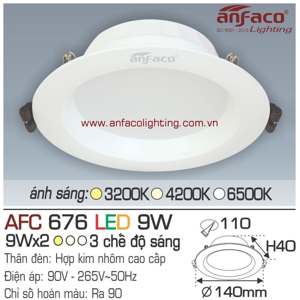 Đèn LED âm trần Anfaco AFC 676-9W