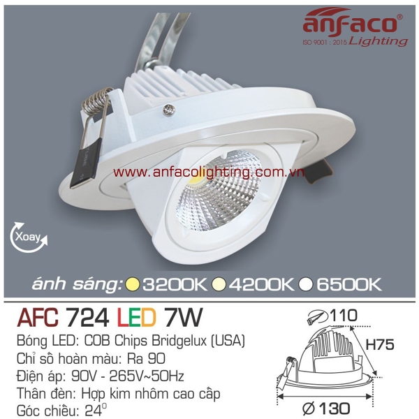 Đèn LED âm trần Anfaco AFC 724-7W
