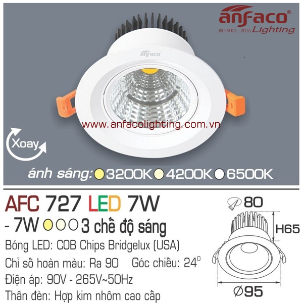 Đèn LED âm trần Anfaco AFC 727-7W