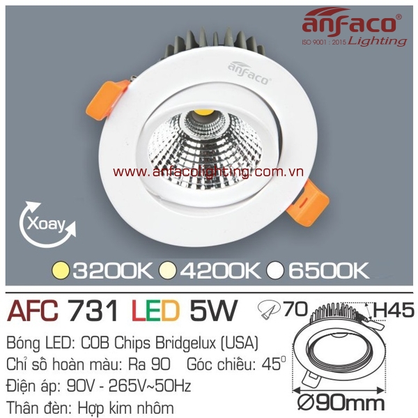 Đèn LED âm trần Anfaco AFC 731-5W